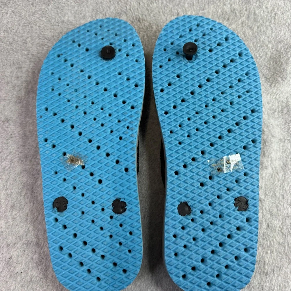 Aqua Flops Flip Flops Mens Size‎ 7/8 Shower Shoes Grey Blue Thong Sandals